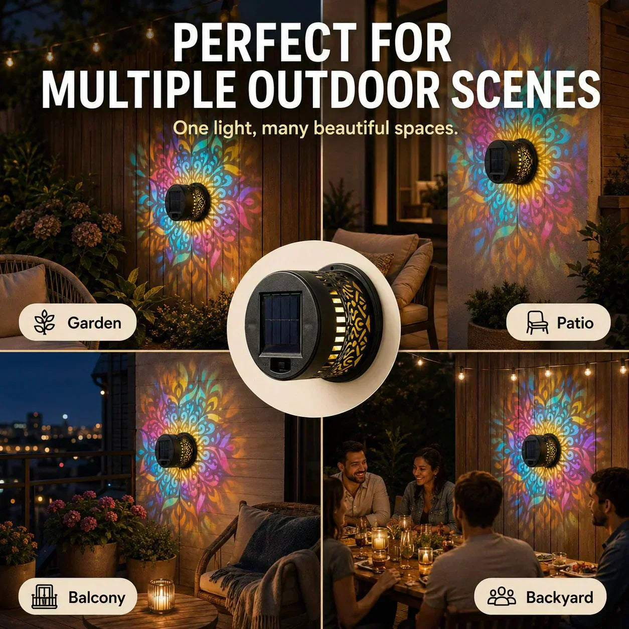 🌞 Limited-time 50% off! 🌀💥 Solar-powered outdoor garden fence projector lights for patio ambiance decoration