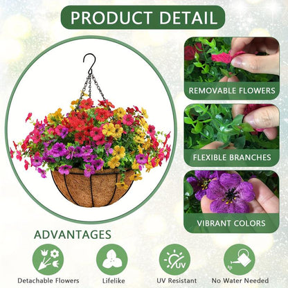 SAVE 49% TODAY 🔥 Simulated Hanging Flower Basket 🌸No Watering💧. No Wilting. Just Perfect Blooms.