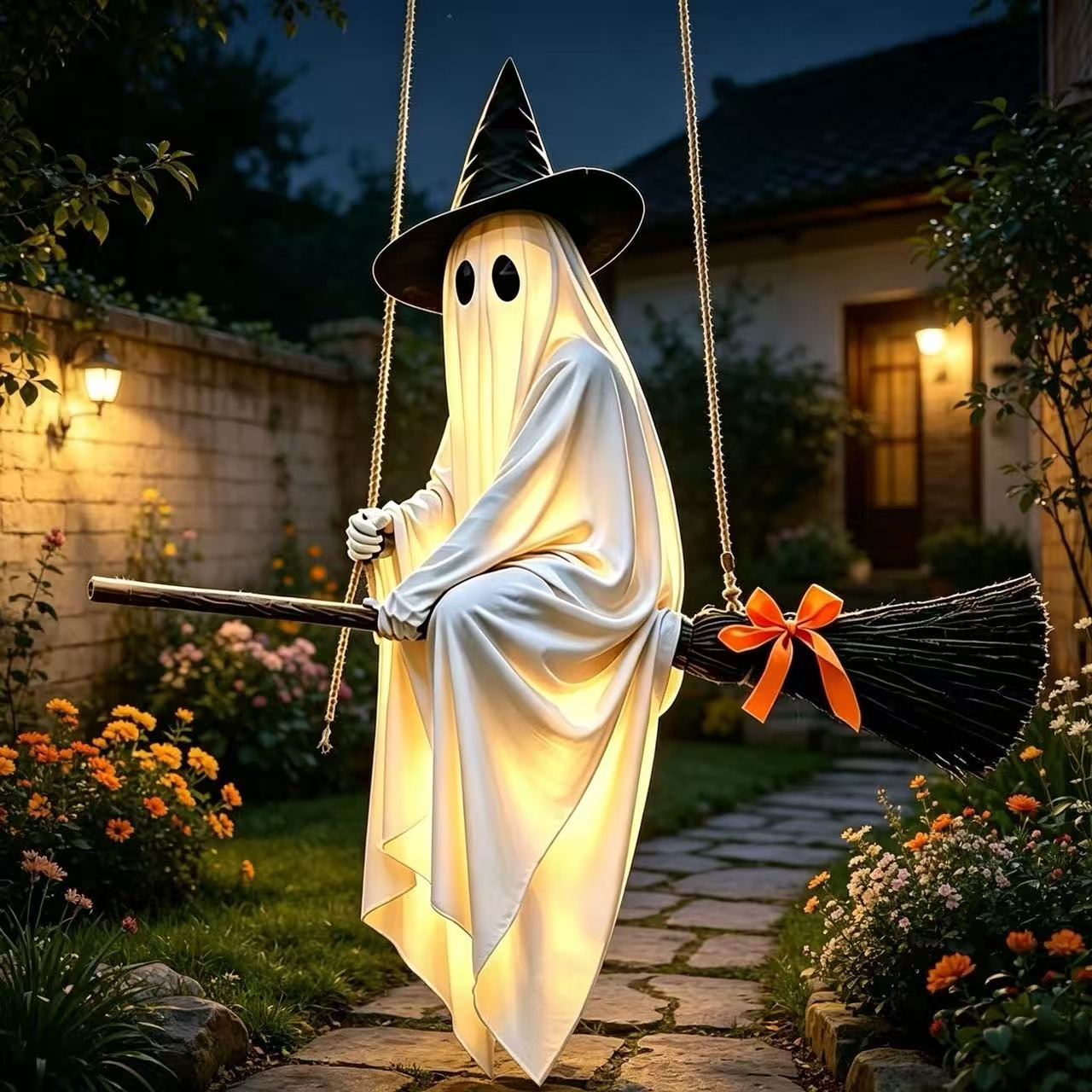 Outdoor Halloween Decoration – Hanging Ghost Swing