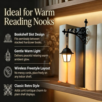 Mini Library Lantern Shelf Lamp for Cozy Reading Nook Decor