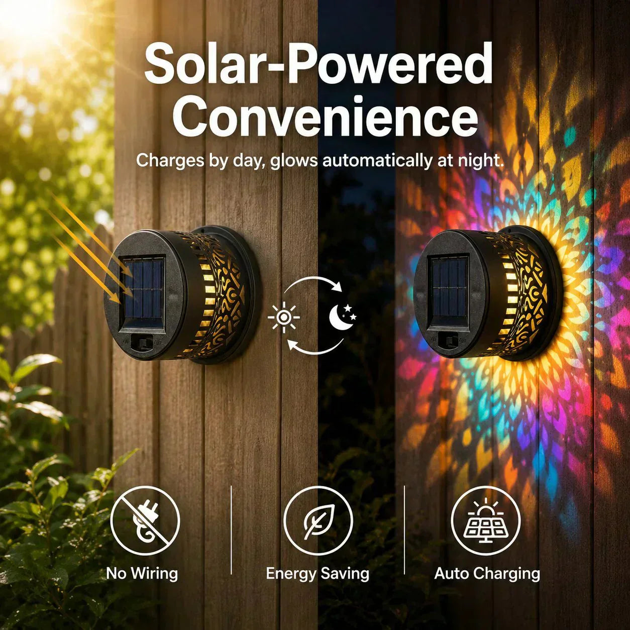 🌞 Limited-time 50% off! 🌀💥 Solar-powered outdoor garden fence projector lights for patio ambiance decoration