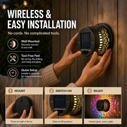 🌞 Limited-time 50% off! 🌀💥 Solar-powered outdoor garden fence projector lights for patio ambiance decoration