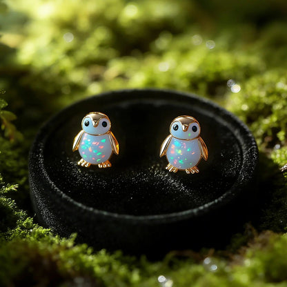 🎁Buy 1 Get 1 Free🐧Tiny Penguin Opal Stud Earrings, Animal Earrings