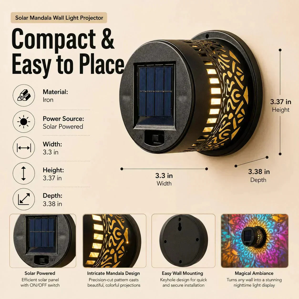 🌞 Limited-time 50% off! 🌀💥 Solar-powered outdoor garden fence projector lights for patio ambiance decoration