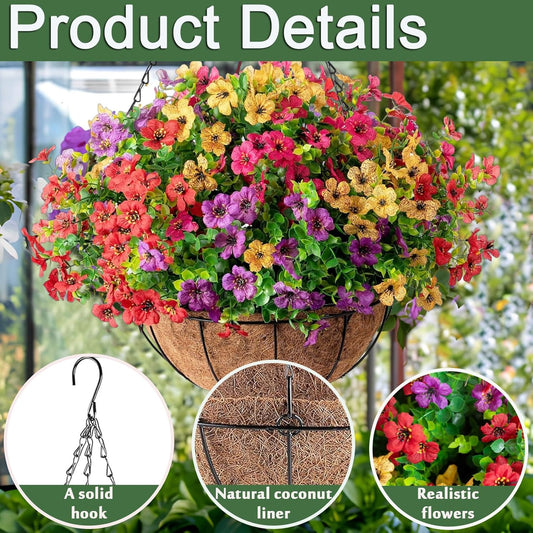 SAVE 49% TODAY 🔥 Simulated Hanging Flower Basket 🌸No Watering💧. No Wilting. Just Perfect Blooms.