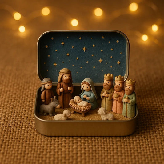 🔥Last Day 49% Off🎁Mini Christmas Nativity Set in a Tin Box--🎉