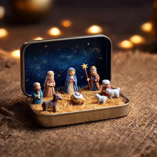 🔥Last Day 49% Off🎁Mini Christmas Nativity Set in a Tin Box--🎉