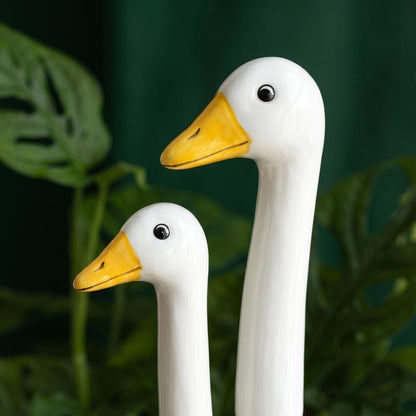 Goose Plant Stake, Cute White Goose Plant Pot Decor, Whimsical Houseplant Accessory, Garden Goose Stake, Plant Lover Gift For Her