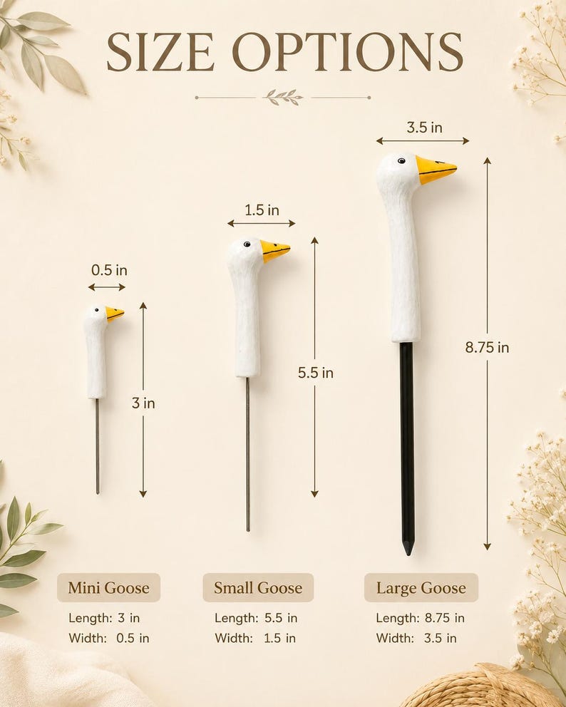 Goose Plant Stake, Cute White Goose Plant Pot Decor, Whimsical Houseplant Accessory, Garden Goose Stake, Plant Lover Gift For Her