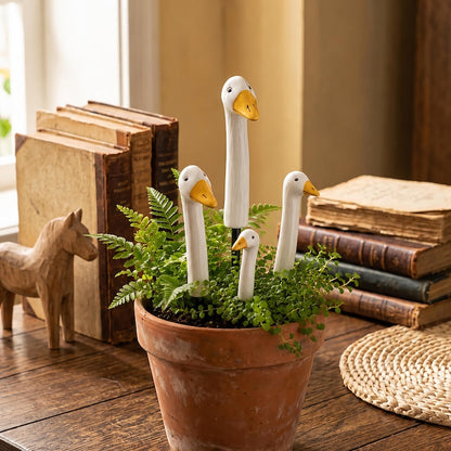 Goose Plant Stake, Cute White Goose Plant Pot Decor, Whimsical Houseplant Accessory, Garden Goose Stake, Plant Lover Gift For Her