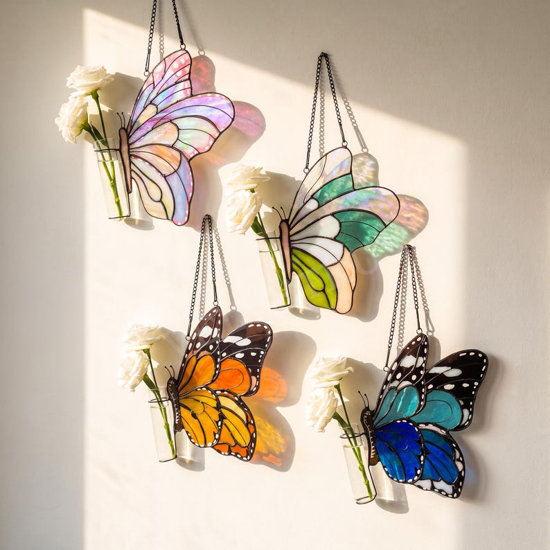 Suncatcher Butterfly Flower Tube