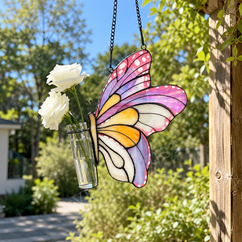 Suncatcher Butterfly Flower Tube