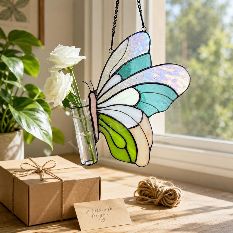 Suncatcher Butterfly Flower Tube