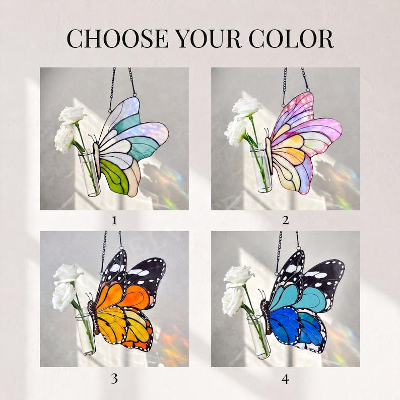 Suncatcher Butterfly Flower Tube