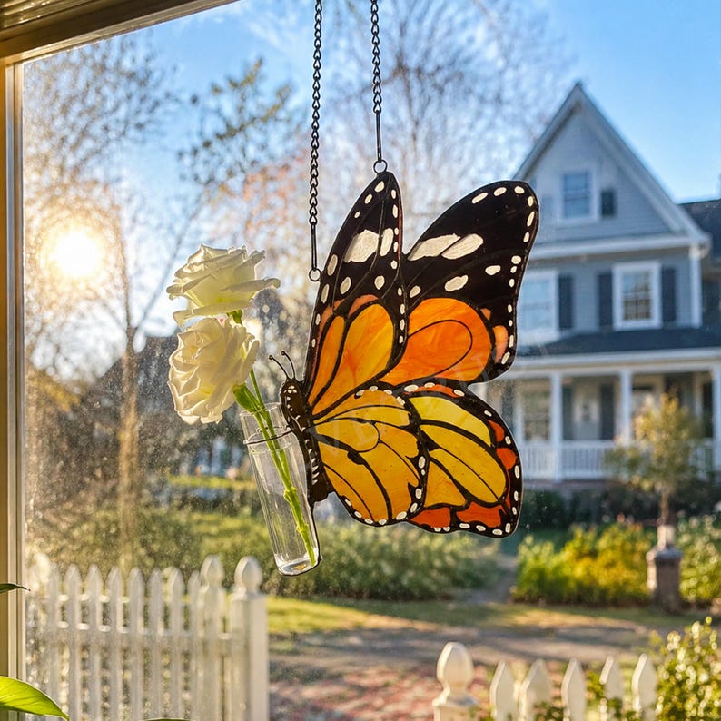 Suncatcher Butterfly Flower Tube