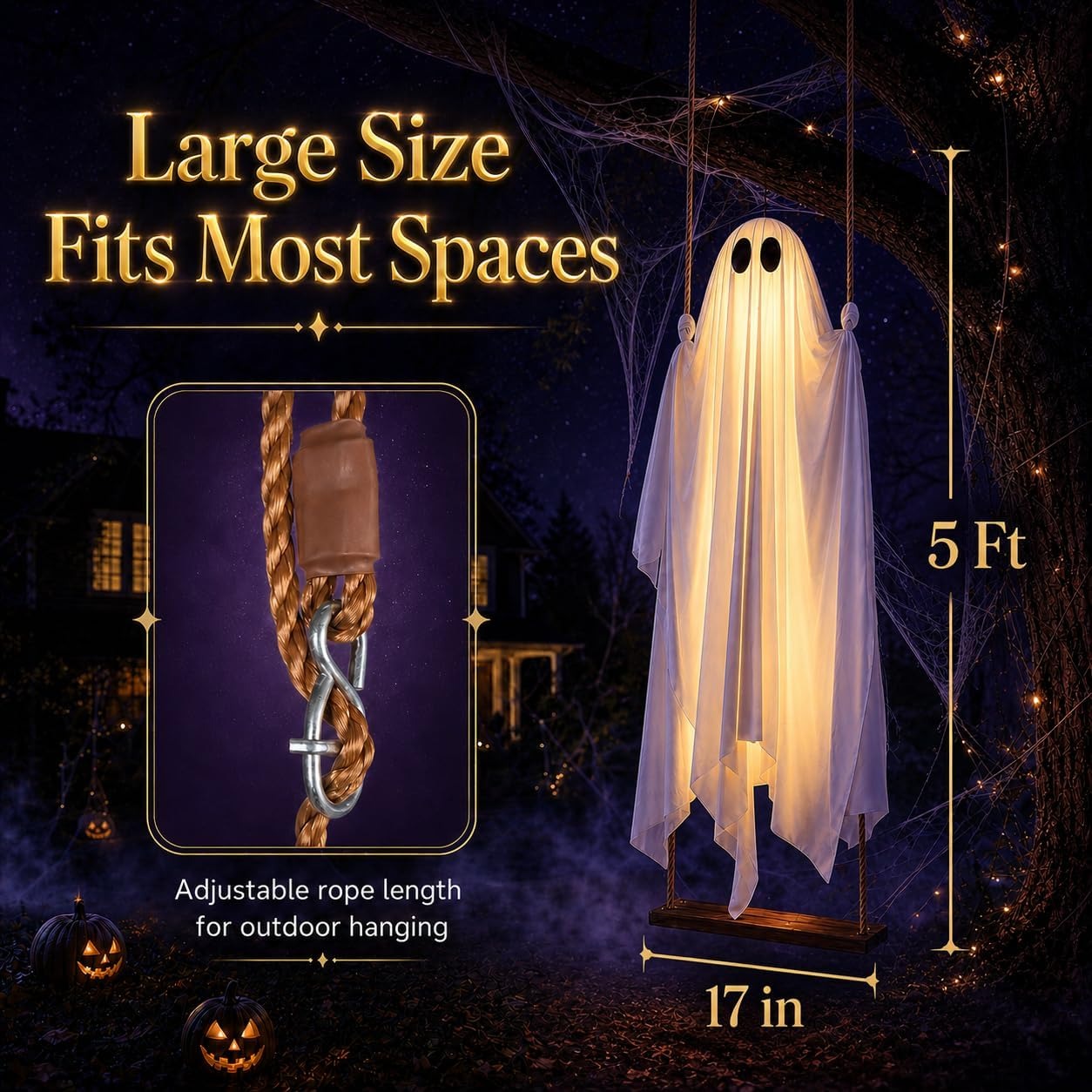 Outdoor Halloween Decoration – Hanging Ghost Swing