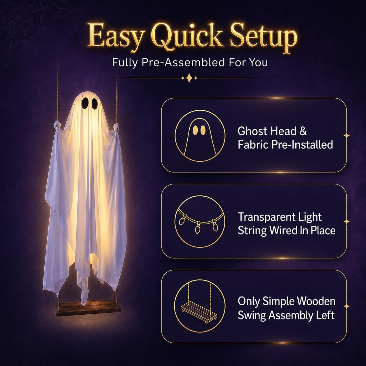Outdoor Halloween Decoration – Hanging Ghost Swing
