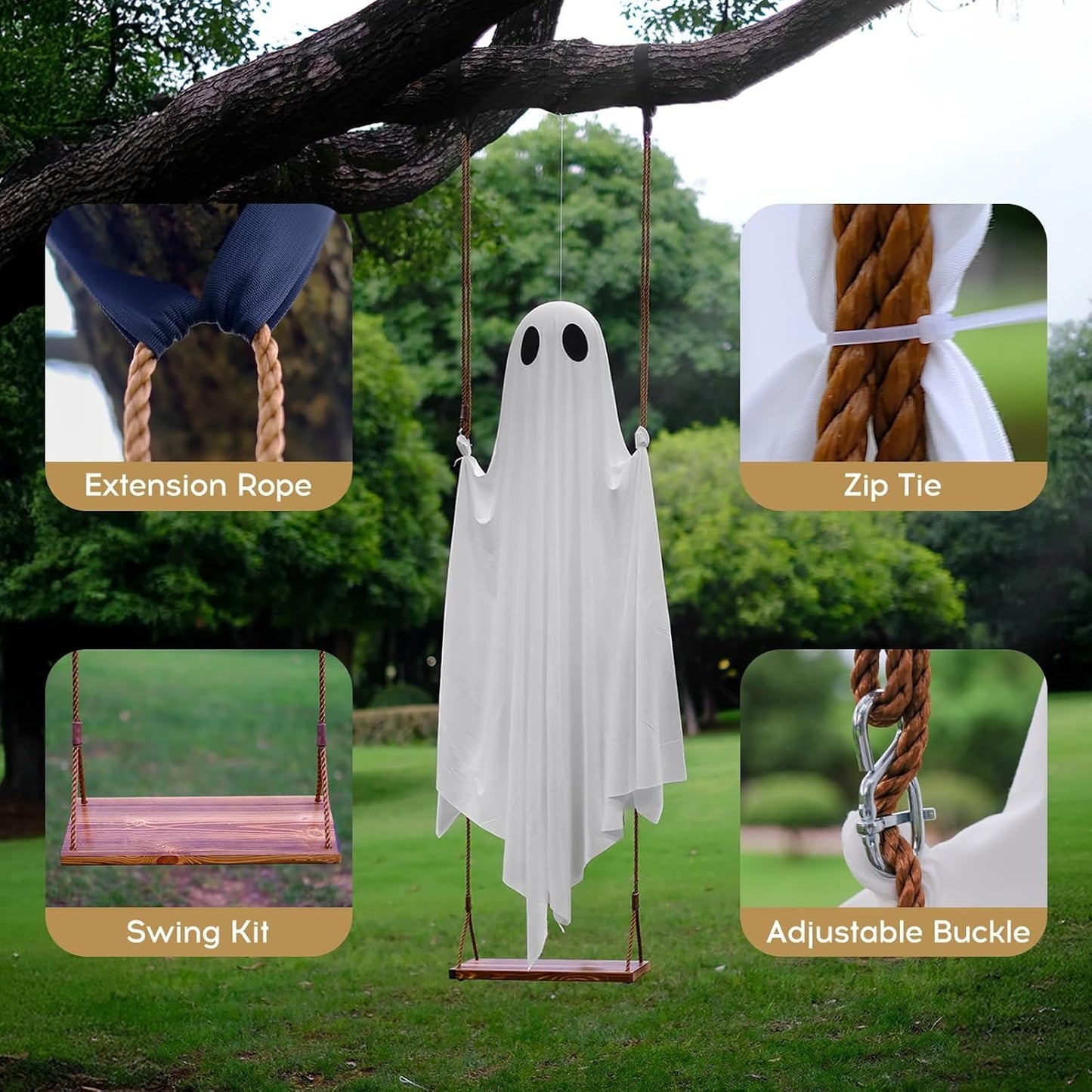 Outdoor Halloween Decoration – Hanging Ghost Swing
