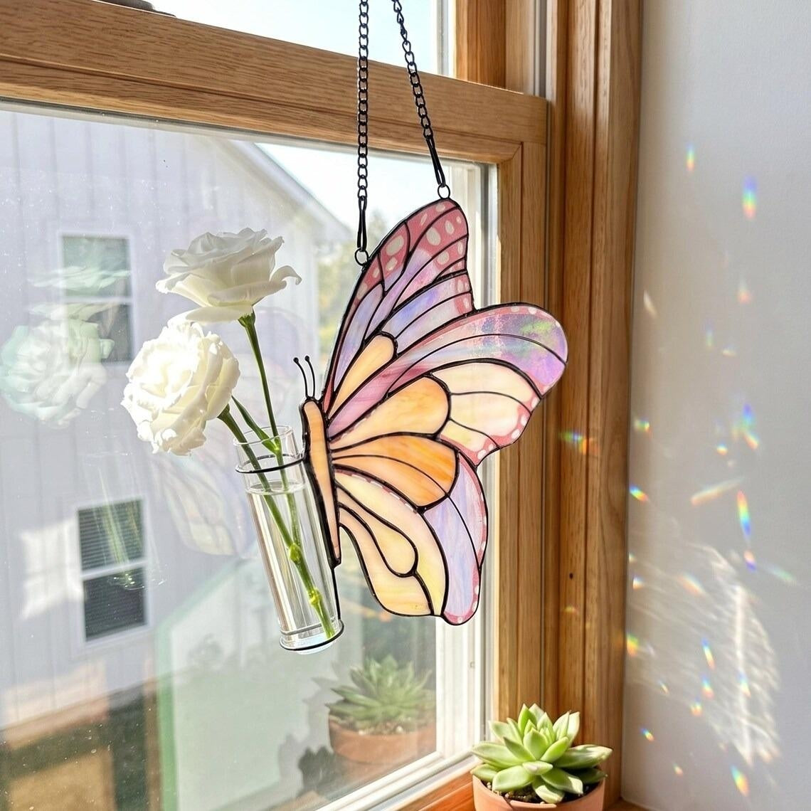 Suncatcher Butterfly Flower Tube
